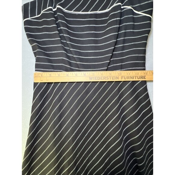 Loft Sundress Size 2 Black and White Pinstripe Fit Flare Linen Blend Graduation - Picture 7 of 12